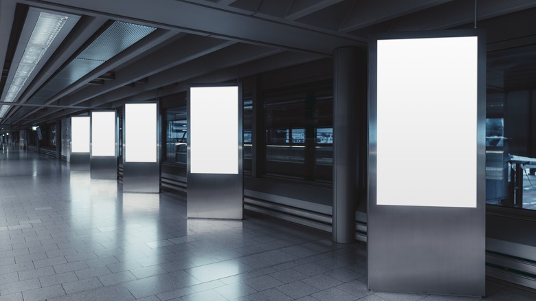 Empty after-hours airport terminal