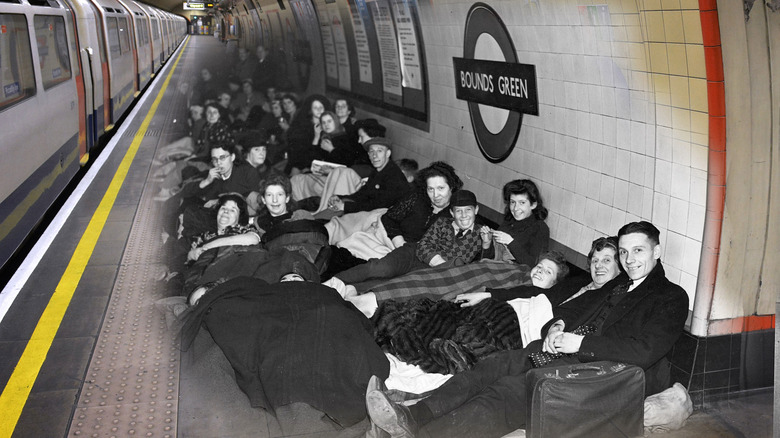 modern tube with archival bomb shelter photo