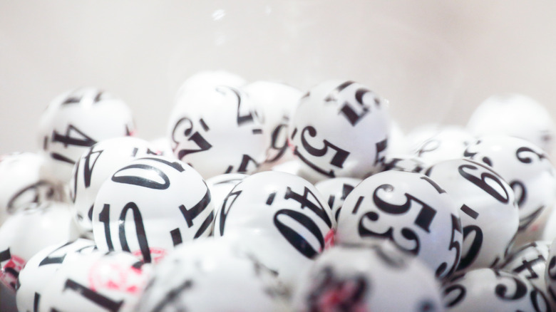 Pile of white lottery balls