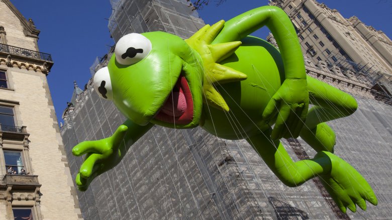 Kermit balloon at the Macy's Thanksgiving Day Parade