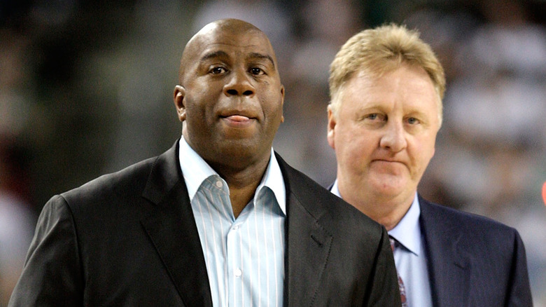 Magic Johnson and Larry Bird at event