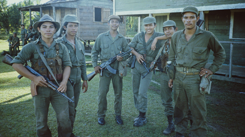 Group of Sandinista fighters with guns