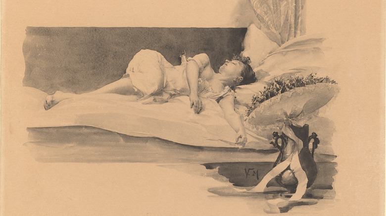 Sleeping girl illustration