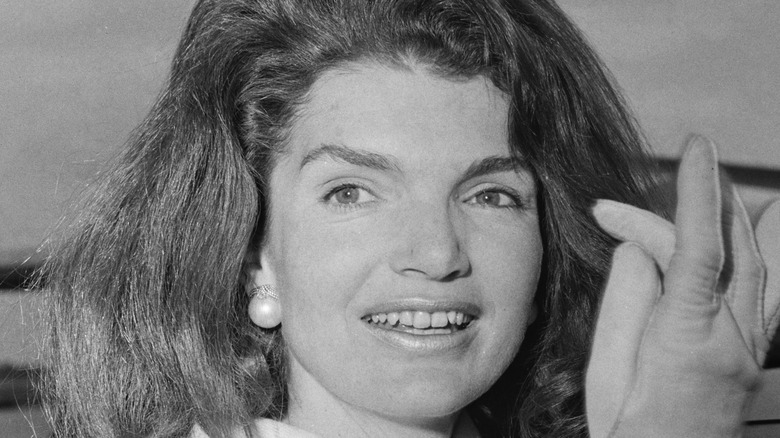 Jacqueline Kennedy with gloved hand