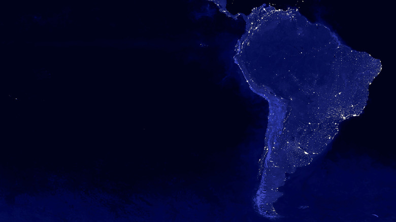 South America from space at night