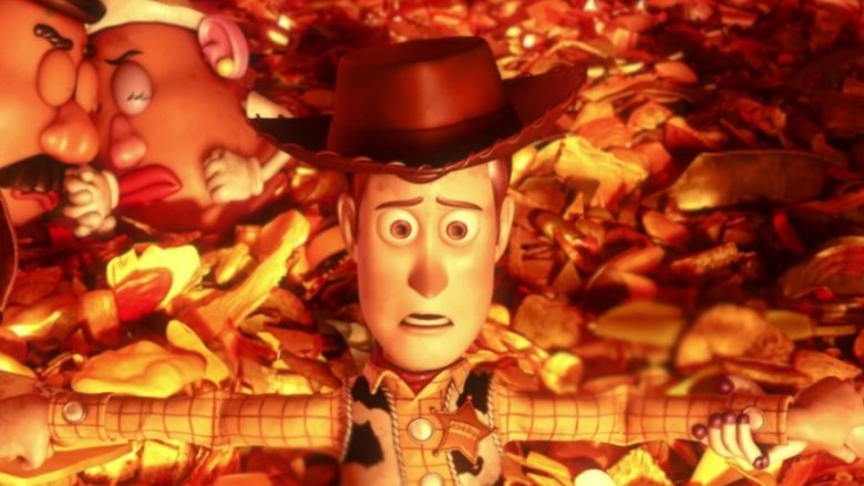 Woody toy story burning alive