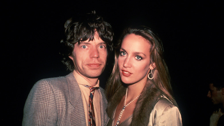 Mick Jagger posing with Jerry Hall