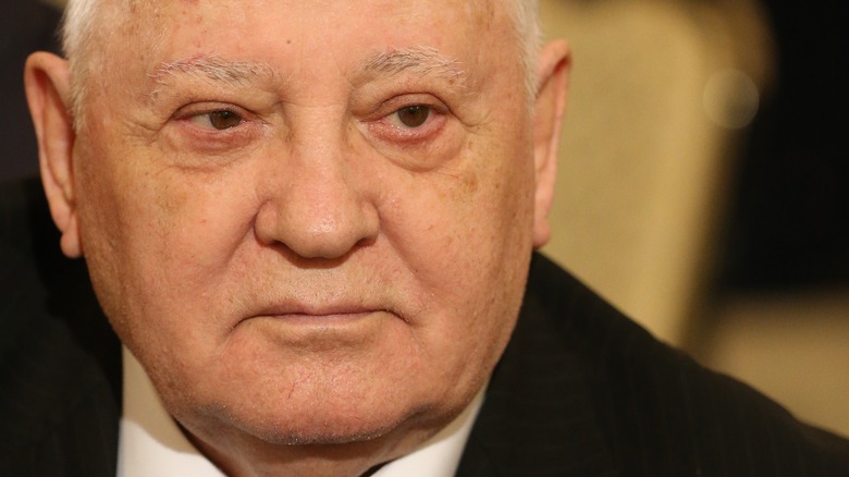 Mikhail Gorbachev looking to side