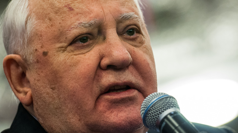 Mikhail Gorbachev speaking onstage