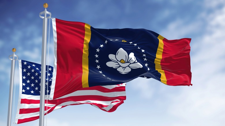 Mississippi flag and U.S. flag