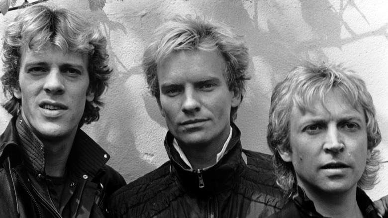 Black and white photo of the band The Police