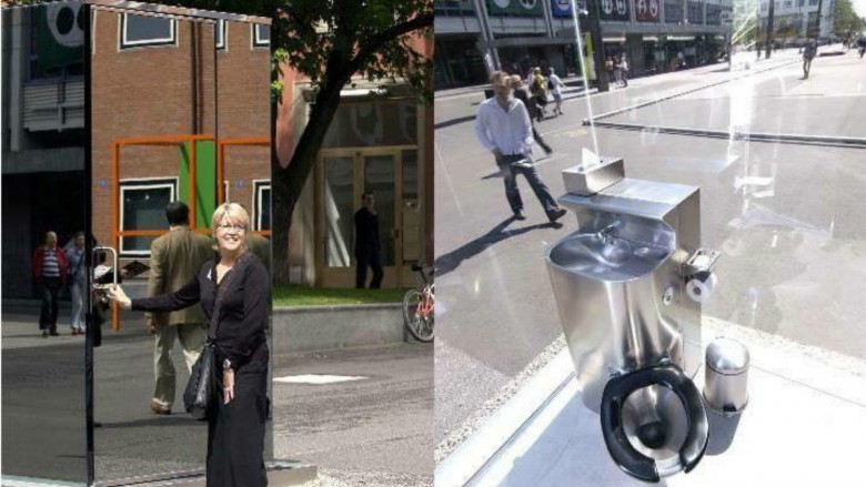 One-way glass public toilet - Basel, Switzerland