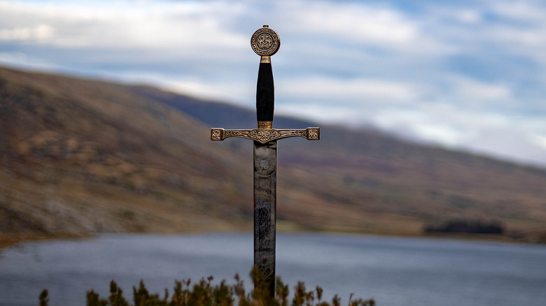 excalibur sword in stone lake