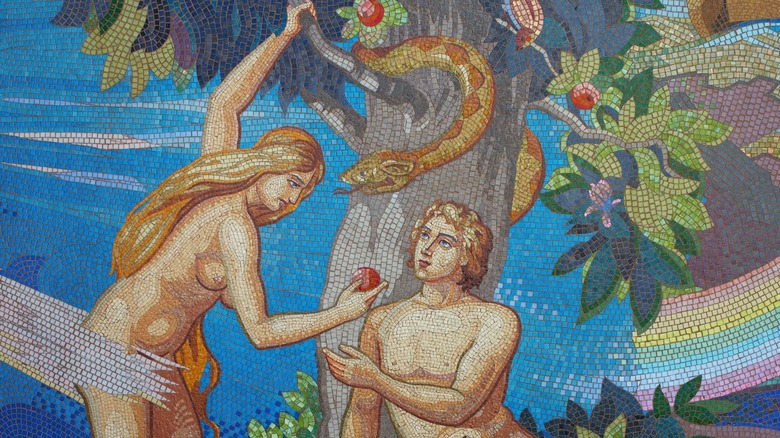 A mosaic of Adam and Eve in the Garden of Eden