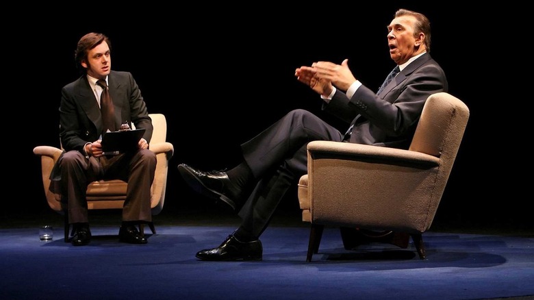 Screenshot of Michael Sheen and Frank Langella speaking in Frost/Nixon