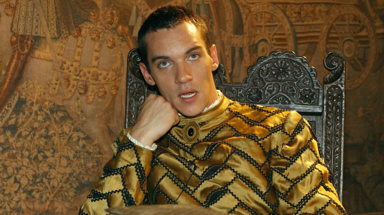 jonathan rhys meyers on set as henry viii