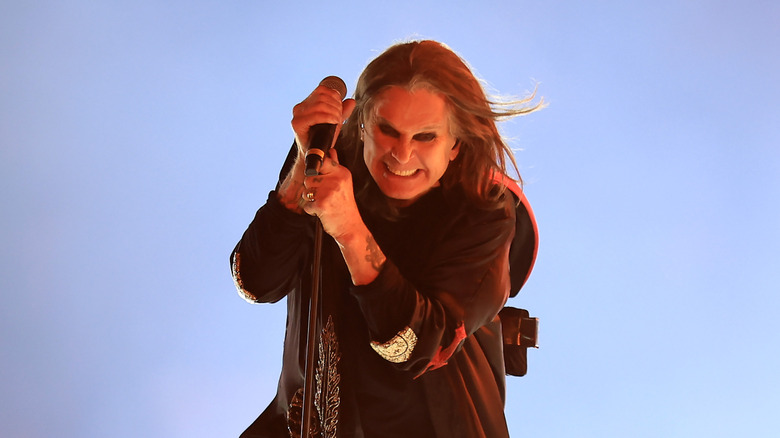 Black Sabbath's Ozzy Osbourne singing on stage