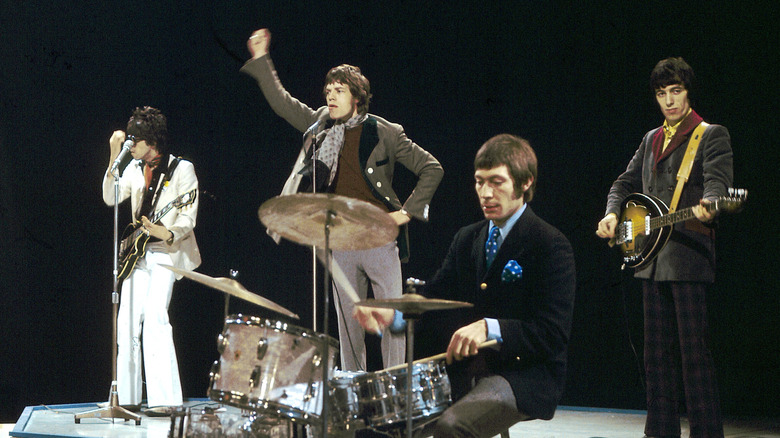 The rolling Stones performing on stage