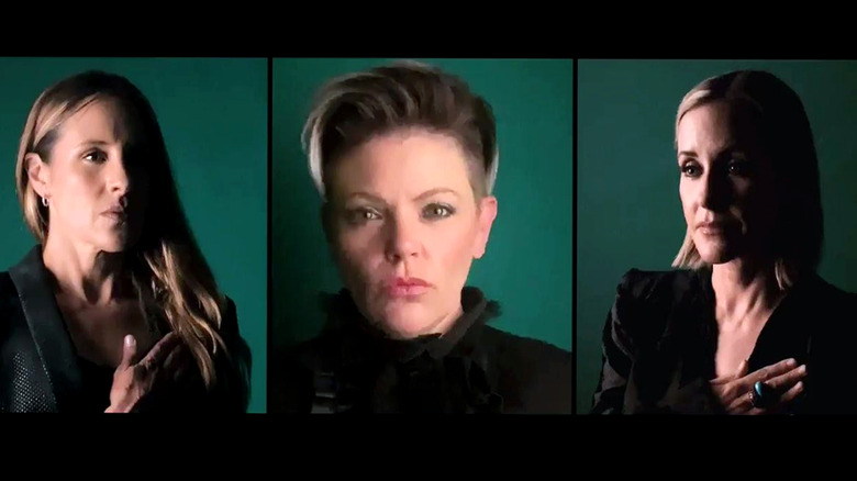 The Chicks split images in dark suits