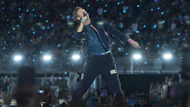 Chris Martin of Coldplay onstage