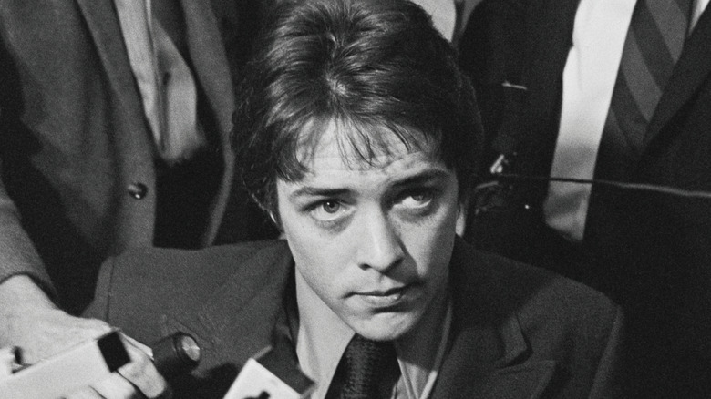 Bobby Beausoleil talking to reporters in court