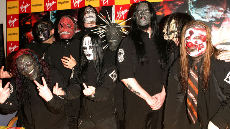 Slipknot in costume posing band photo