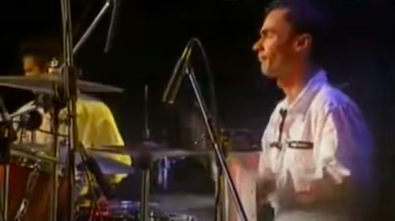 Ola Brunkert playing drums with ABBA