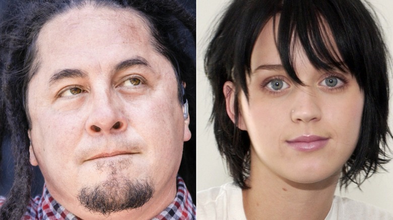 Sonny Sandoval of POD looking up while on stage, Katy Perry in early 2000s