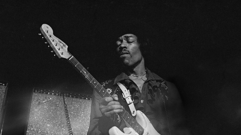 Jimi Hendrix performs in 1968