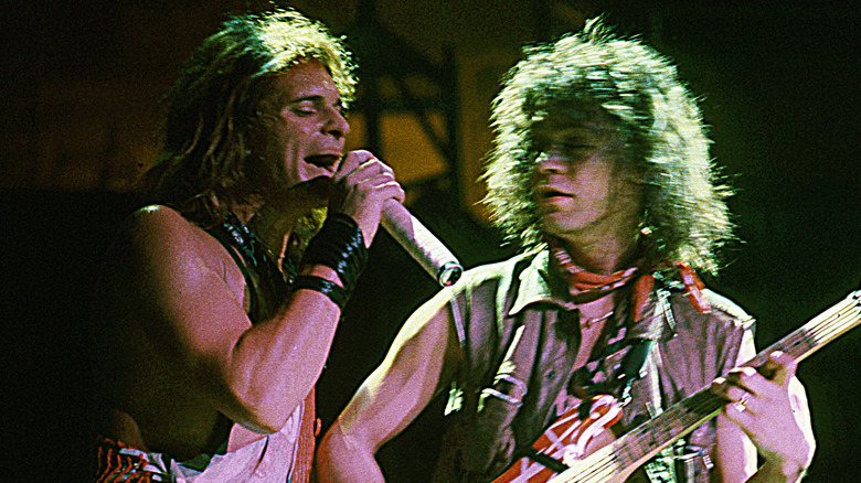 David Lee Roth singing and Eddie Van Halen playing guitar