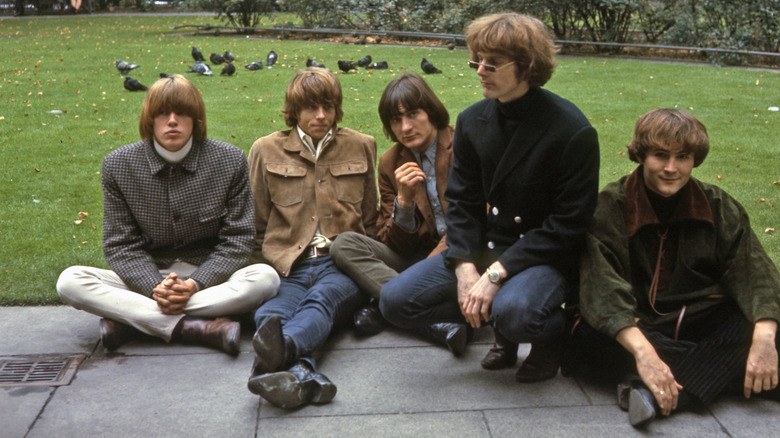 The Byrds sitting in Soho Square in 1966