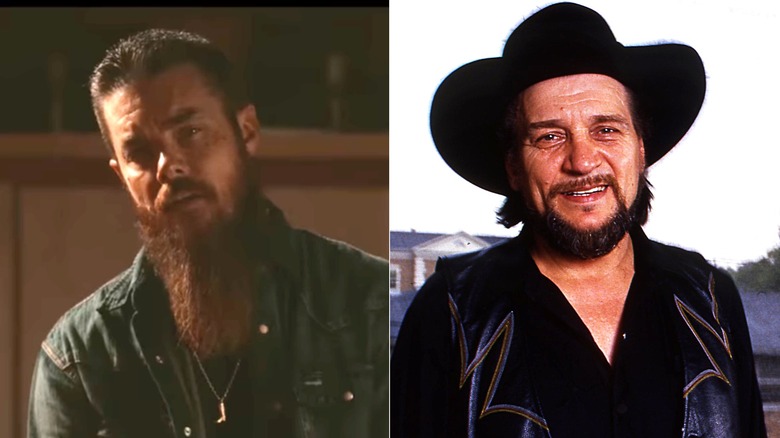 Split image of Whey Jennings and father Waylon Jennings