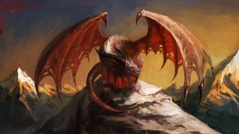 mythical creature dragon on mountain
