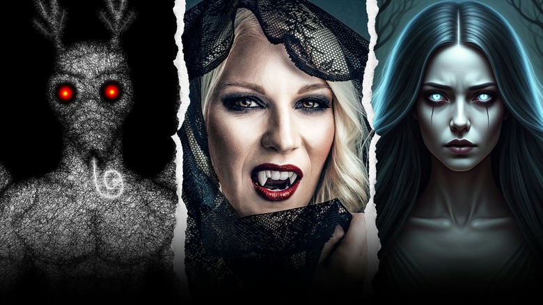 three side by side photos of mythical monsters