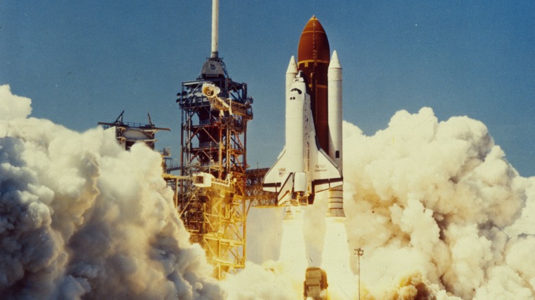 Challenger shuttle launching 1986