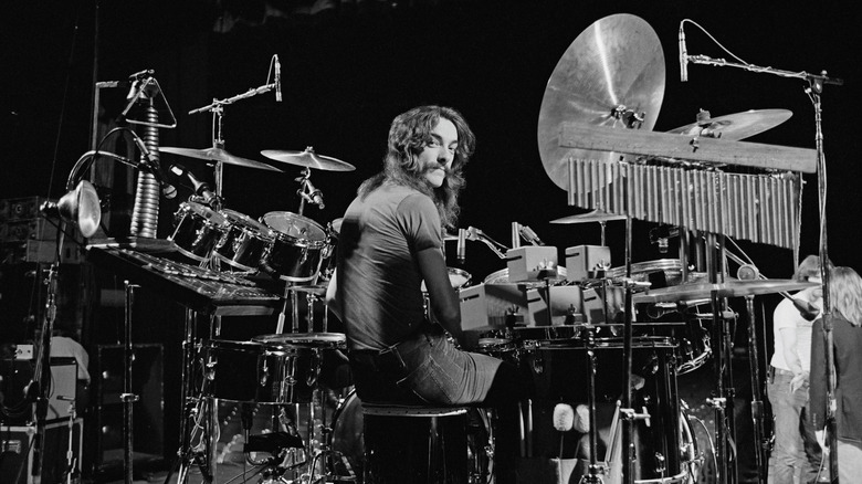 Neil Peart looking over his shoulder
