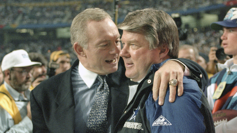 Jerry Jones Jimmy Johnson hugging