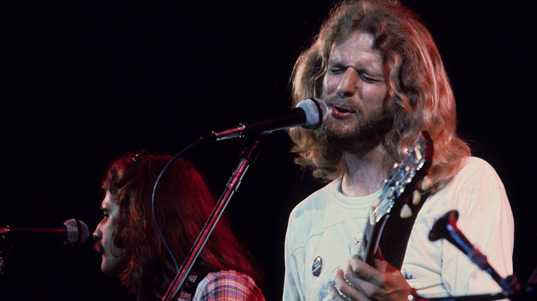 Glenn Frey and Don Felder of the Eagles performing
