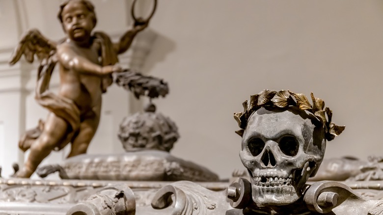 details of tombs in the nabsburg family crypt, vienna