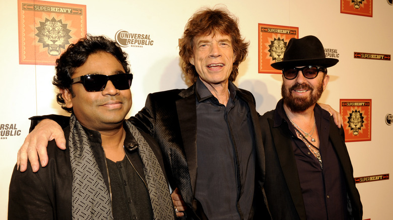 Mick Jagger, AH Rahman, and Dave Stewart of SuperHeavy