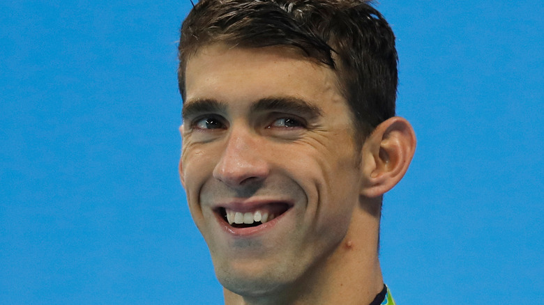 Michael Phelps on podium