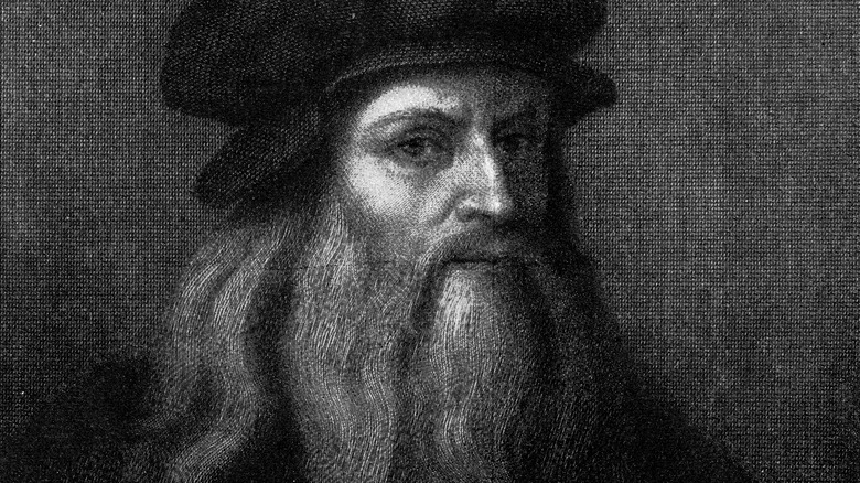 engraving of leonardo da vinci