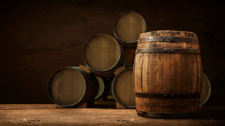 wooden barrels