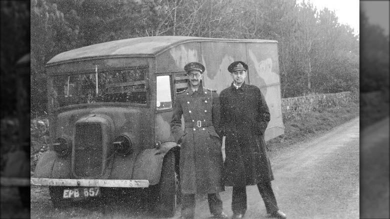 Charles Cholmondeley and Ewen Montagu with truck