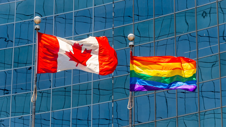 Canadian flag need to pride flag in Toronto