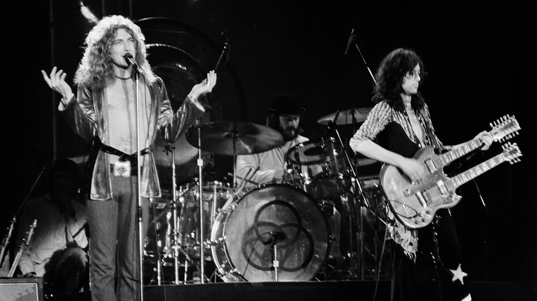 led zeppelin in black and white