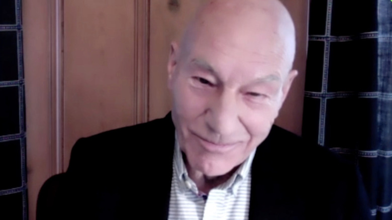Patrick Stewart wearing a blazer