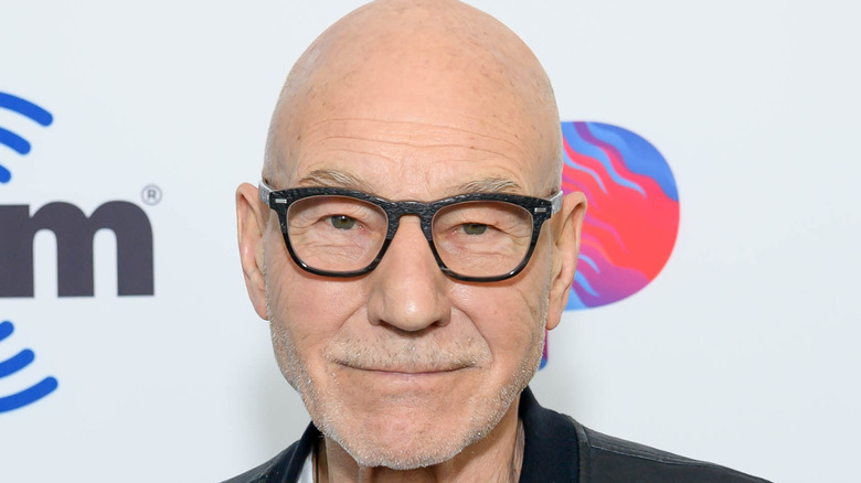 Patrick Stewart wearing glasses