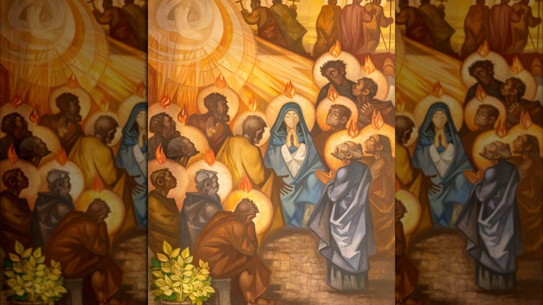 painting of Pentecost in the church by Navarro Perez Dolz 