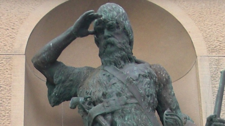 Statue of Alexander Selkirk at the site of his original house on Main Street, Lower Largo Fife, Scotland